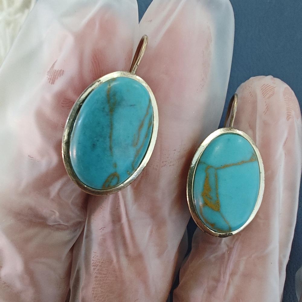 Turquoise and Gold-tone Earrings